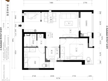 本案是一個(gè)兩居室的居住空間，業(yè)主是一對(duì)年輕的小夫妻