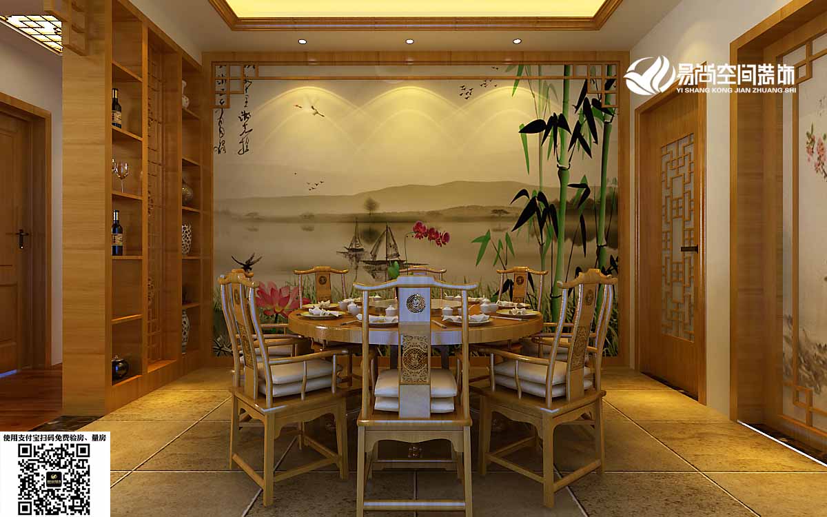 中式餐厅背景墙效果图