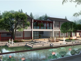 新中式庭院效果图