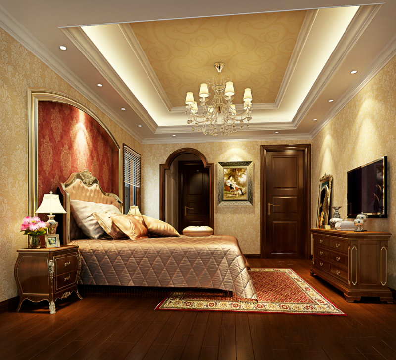 美式风格——别墅样板房设计案例卧室