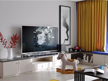 现代客厅电视背景墙实景图