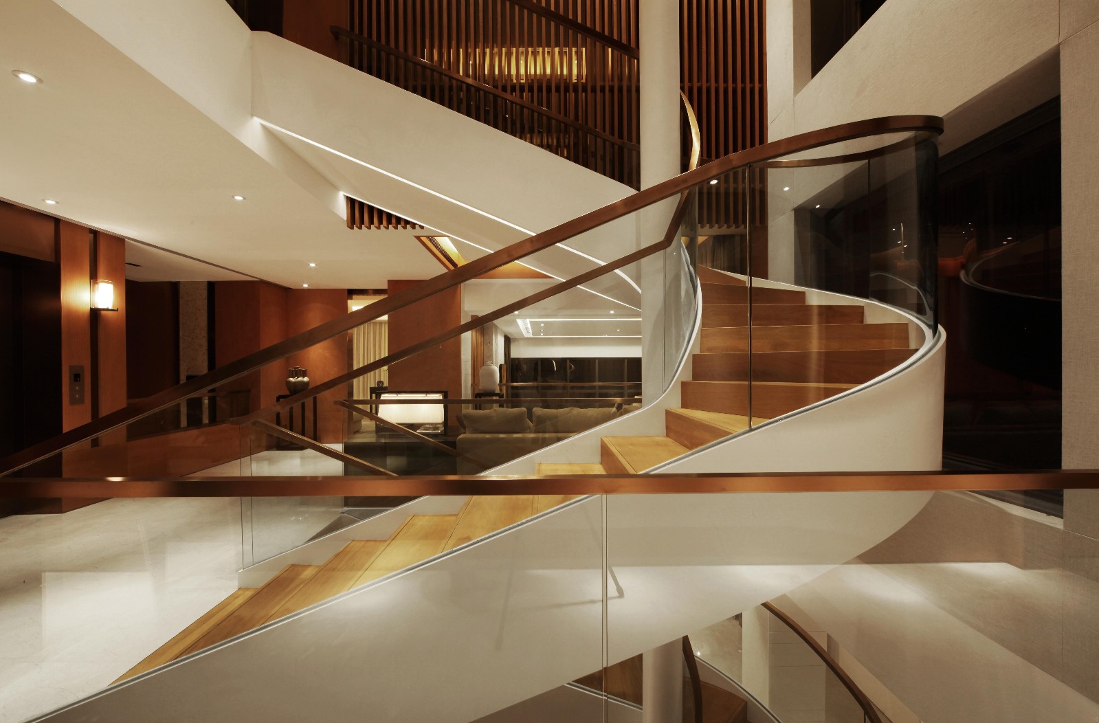 现代客厅楼梯实景图