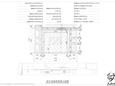 簡(jiǎn)歐客廳電視背景墻立面圖